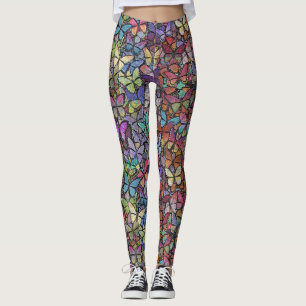 Regenbogenspröde Fantasy-Schmetterlingsmuster Leggings