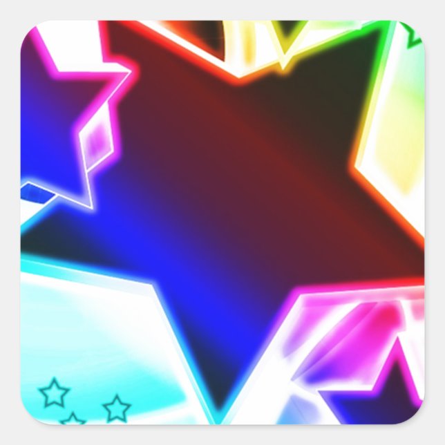 Regenbogenstars Quadratischer Aufkleber (Vorderseite)