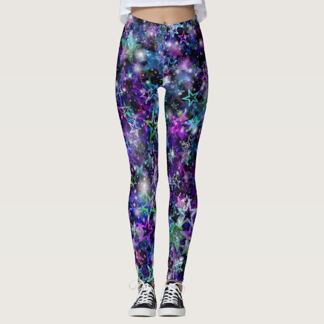 Regenbogensterne Leggings (Vorderseite)
