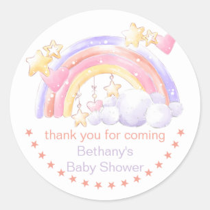 Regenbogensterne und Cloud Girl Baby Shower Dankes Runder Aufkleber