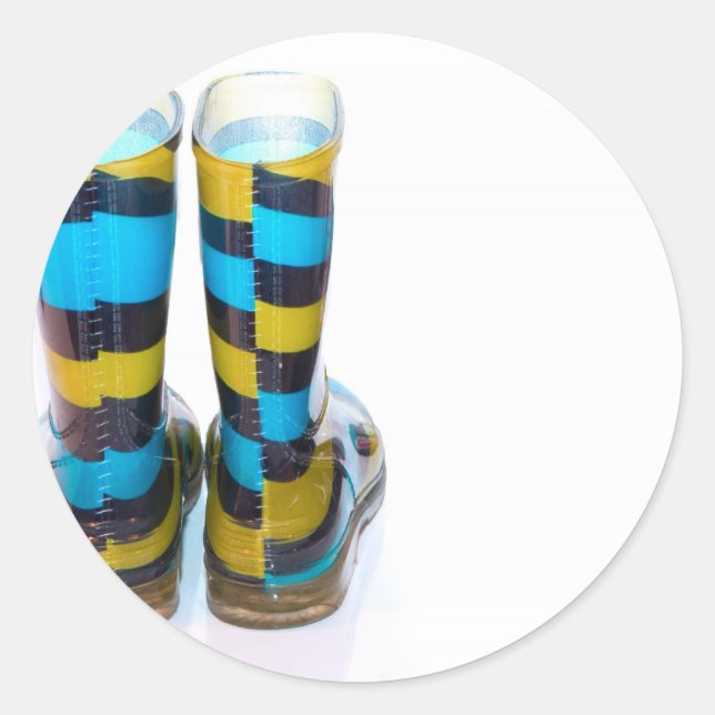 Regenbogenstiefel Runder Aufkleber (Vorderseite)