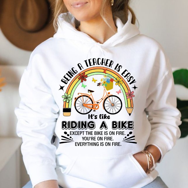 Regenbogenstift-Lehrerin Wertschätzung, lustiger L Hoodie (Being A Teacher is Easy, It's Like Riding A Bike mug, personalized teacher mug, teacher gift ideas )