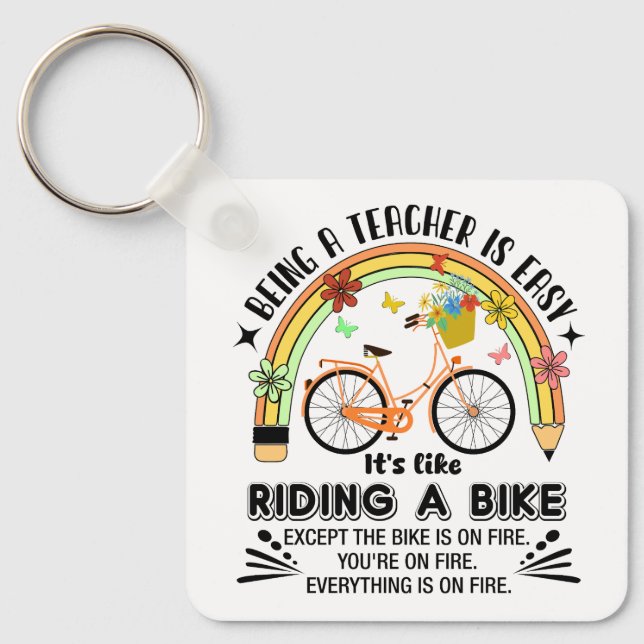 Regenbogenstift-Lehrerin Wertschätzung, lustiger L Schlüsselanhänger (Vorderseite)