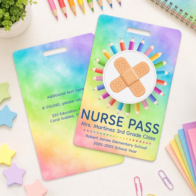 Regenbogenstifte Personalisierter Krankenschwester Ausweis (Classroom Nurse Pass)