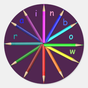 Regenbogenstifte Runder Aufkleber