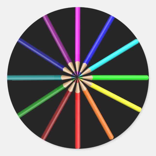 Regenbogenstifte Runder Aufkleber (Vorderseite)