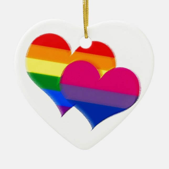 Regenbogenstolzbi-Stolzherzen Keramik Ornament (Vorne)