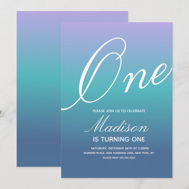 Regenbogenstrahlen jedes Alter farbenfrohe Einladu Einladung (Vorne/Hinten)