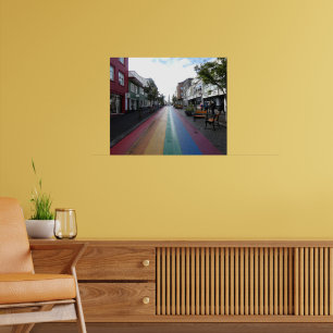 Regenbogenstraße in Reykjavík Island Poster