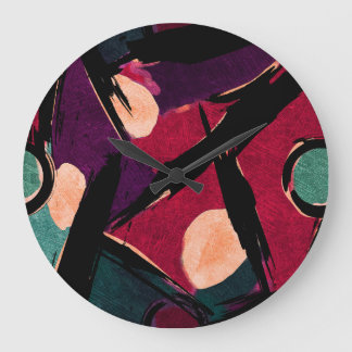 Regenbogenstreifen: Abstrakte Acryltextur Große Wanduhr