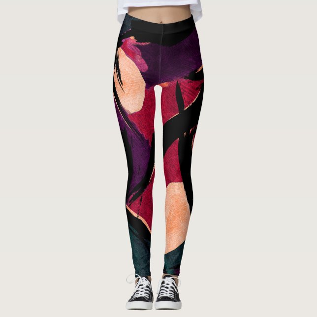 Regenbogenstreifen: Abstrakte Acryltextur Leggings (Vorderseite)