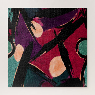 Regenbogenstreifen: Abstrakte Acryltextur Puzzle