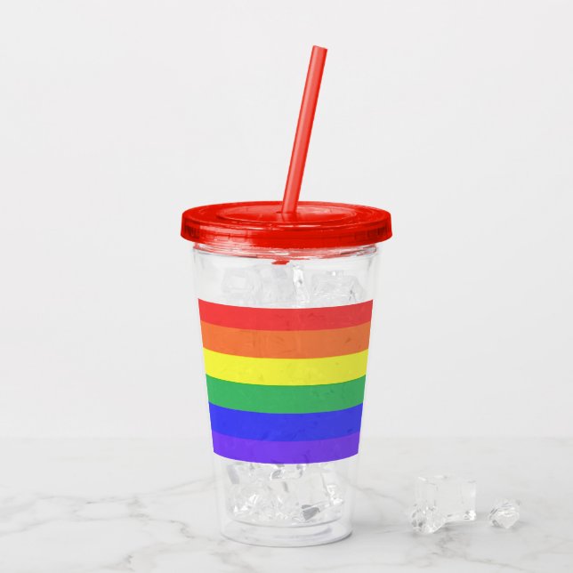 Regenbogenstreifen Acryltrinkbecher (Rückseite Ice)