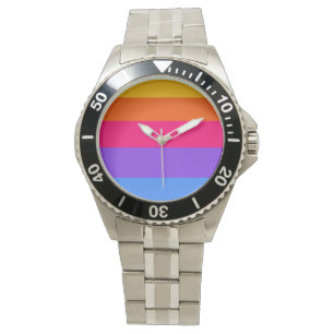 Regenbogenstreifen Armbanduhr