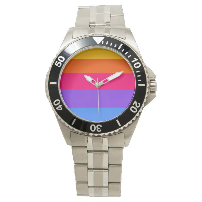 Regenbogenstreifen Armbanduhr (Vorderseite)