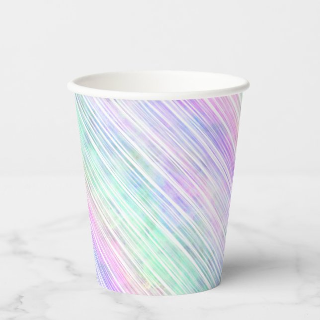 Regenbogenstreifen auf Weiß: Pappbecher (Vorderseite)