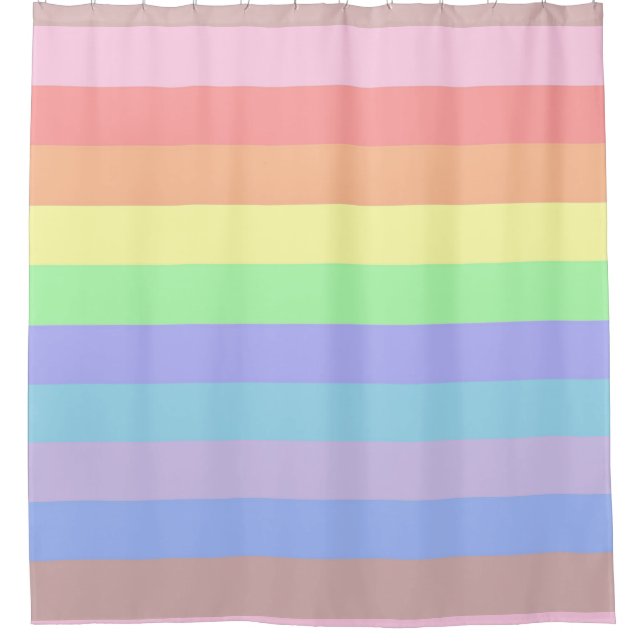 Regenbogenstreifen aus pastellfarbenem Duschvorhan Duschvorhang (Vorderseite)