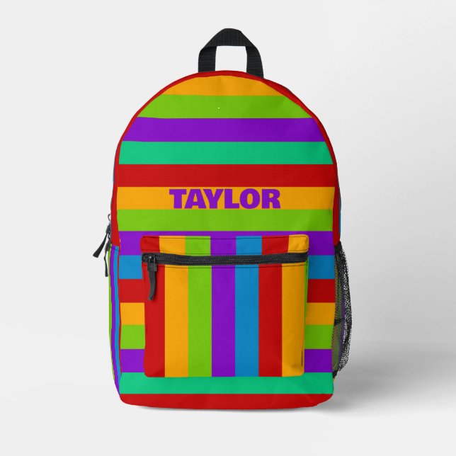 Regenbogenstreifen Bedruckter Rucksack (Vorderseite)