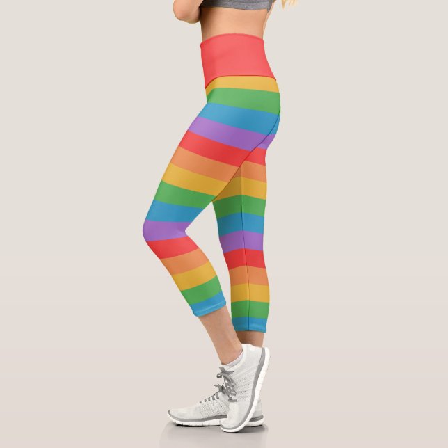 Regenbogenstreifen Capri Leggings (Links)