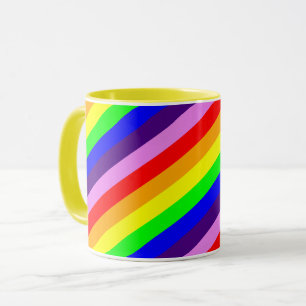 Regenbogenstreifen Diagonale Klassisch Helle Bunte Tasse