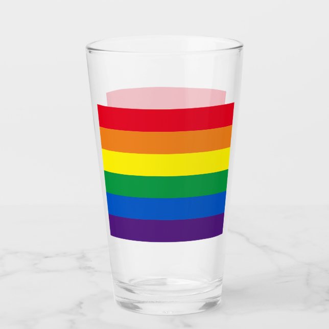 Regenbogenstreifen Farben Lgbt Lgbtq Schwulenflagg Glas (Vorderseite)