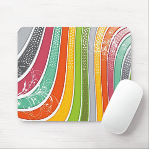 Regenbogenstreifen Farbige Blüten Sterne Mousepad