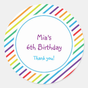 Regenbogenstreifen Farbige Fun-Gastgeschenk-Aufkle Runder Aufkleber