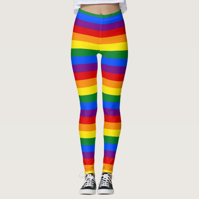Regenbogenstreifen Gay Pride Design Leggings (Vorderseite)
