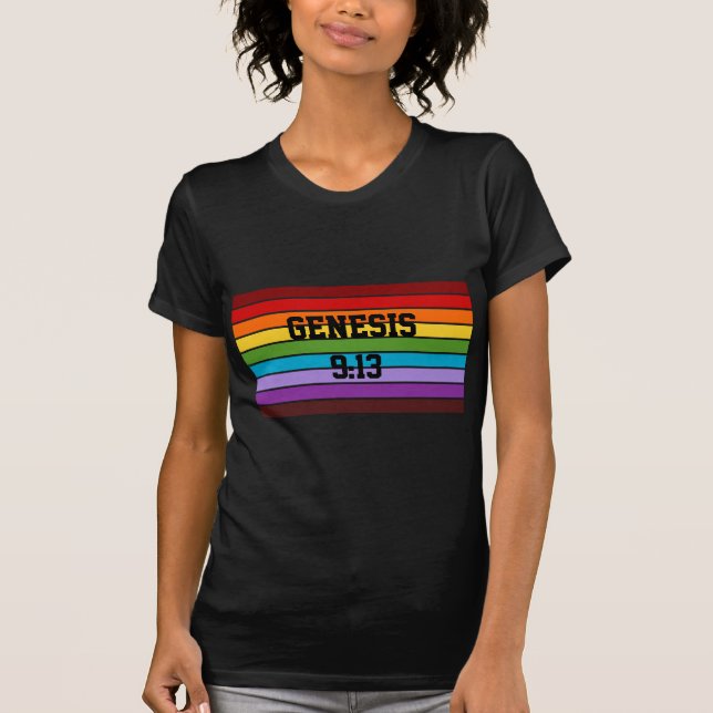 Regenbogenstreifen, Genesis 9:13 T-Shirt (Vorderseite)