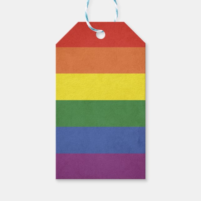 Regenbogenstreifen Geschenkanhänger (Vorderseite)