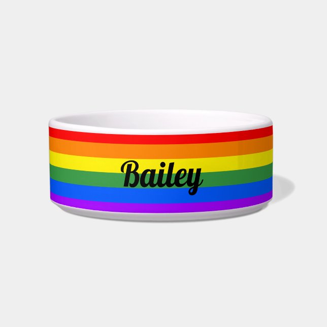 Regenbogenstreifen Individuelle Name Dog Bowl Napf (Vorderseite)