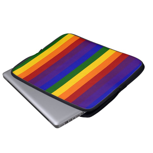 Regenbogenstreifen Laptopschutzhülle (Vorne Knopf)