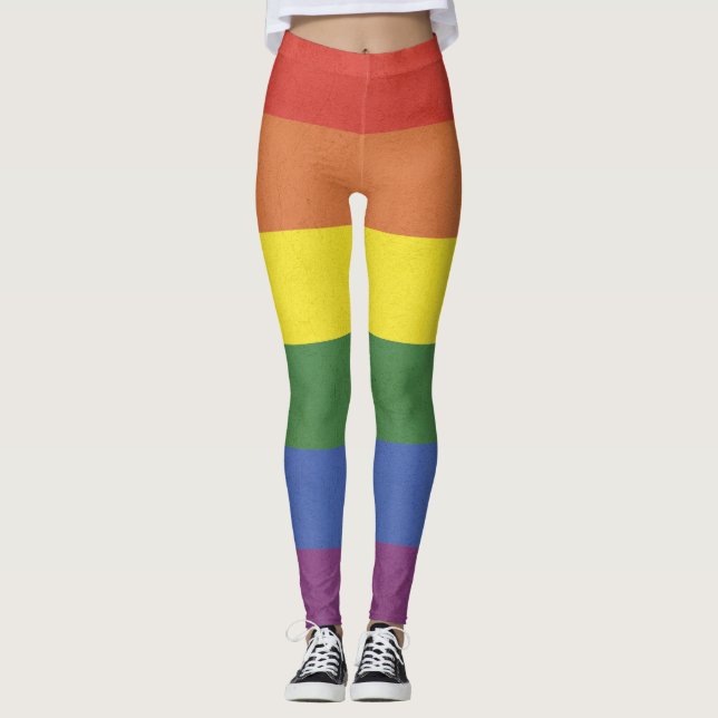 Regenbogenstreifen Leggings (Vorderseite)