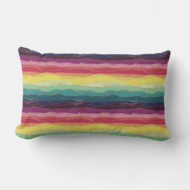 Regenbogenstreifen Lendenkissen (Vorderseite)