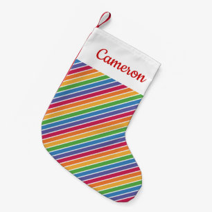 Regenbogenstreifen Muster Kleiner Weihnachtsstrumpf