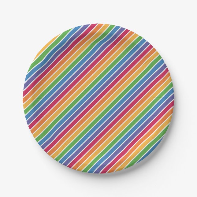 Regenbogenstreifen Muster Pappteller (Vorderseite)