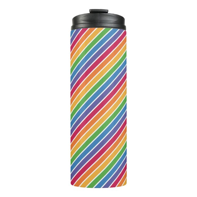 Regenbogenstreifen Muster Thermosbecher (Vorderseite)