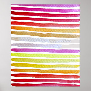 Regenbogenstreifen niedliche Wasserfarbe Poster