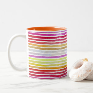 Regenbogenstreifen niedliche Wasserfarbe Zweifarbige Tasse
