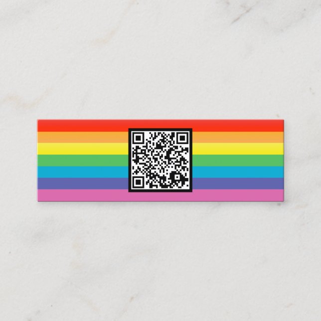 Regenbogenstreifen QR-Code Mini Visitenkarte (Vorderseite)