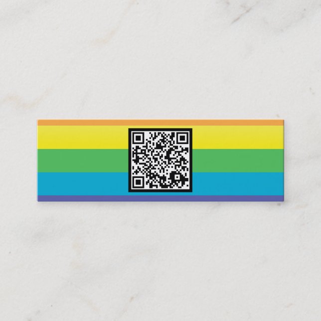 Regenbogenstreifen QR-Code Mini Visitenkarte (Vorderseite)