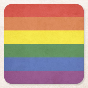 Regenbogenstreifen Rechteckiger Pappuntersetzer