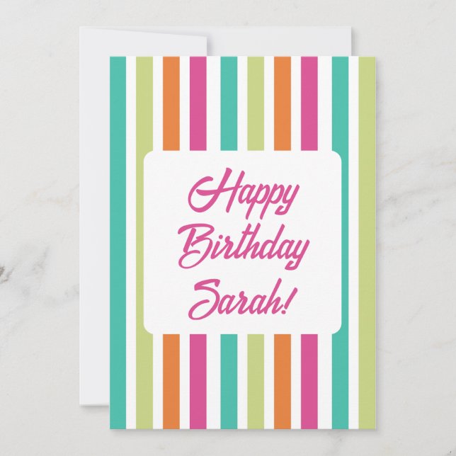 Regenbogenstreifen Retrospass-Muster Einladung (Vorderseite)