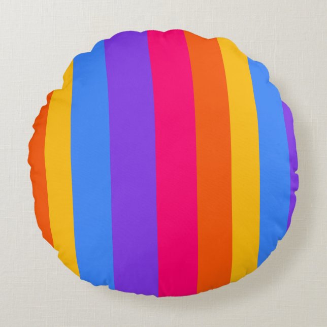 Regenbogenstreifen Rundes Kissen (Vorderseite)
