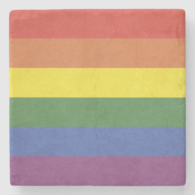 Regenbogenstreifen Steinuntersetzer (Vorderseite)