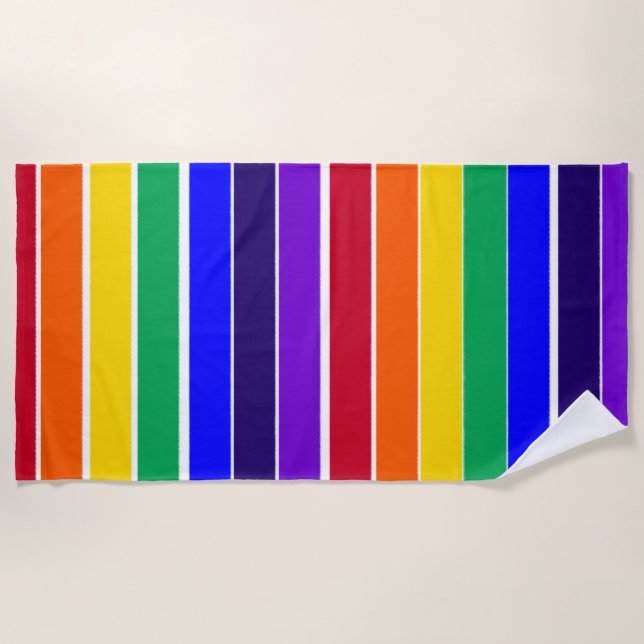 Regenbogenstreifen Strandtuch (Vorderseite)