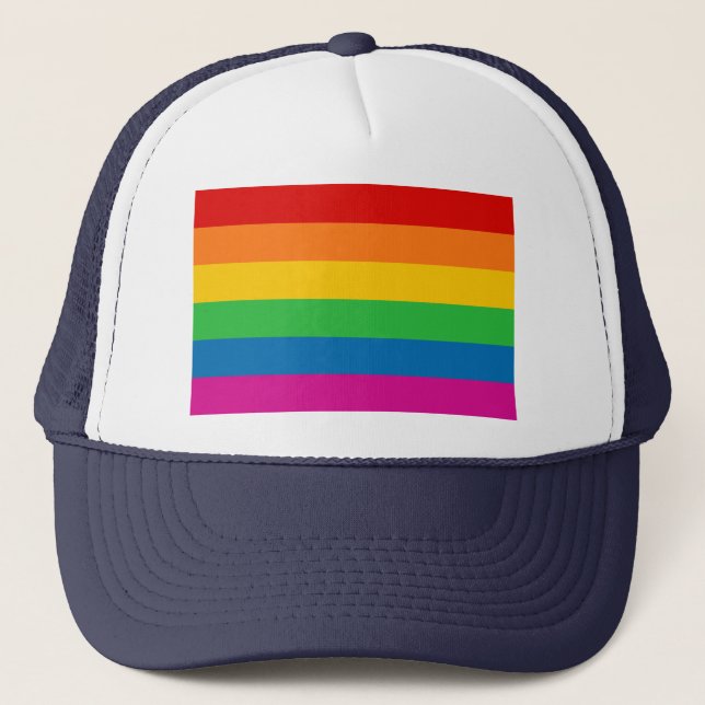 Regenbogenstreifen Truckerkappe (Vorderseite)