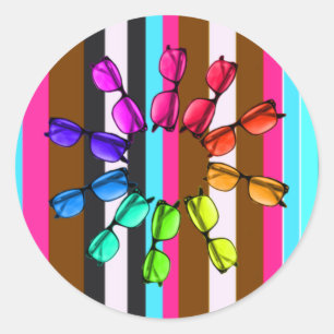 Regenbogenstreifen und Augenschutzstreifen Runder Aufkleber