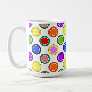 Regenbogenstreifen und Polka Dots glücklich farbig Kaffeetasse