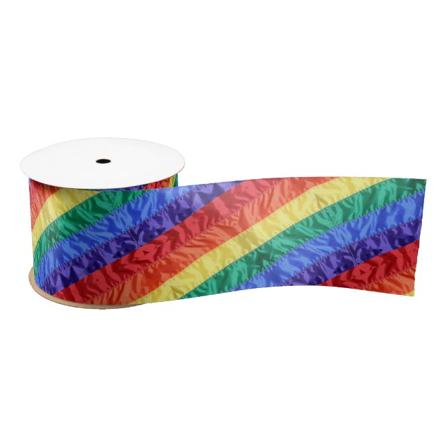 Regenbogenstreifen unter Regenbogenflagge LGBT LGB Satinband (Spule)
